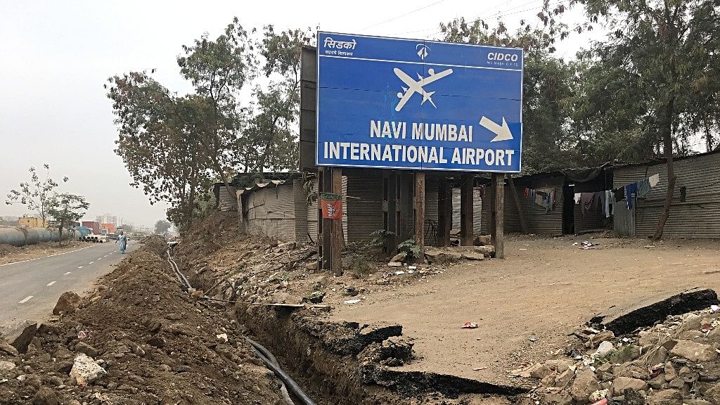 Boundary to the Navi Mumbai International Airport zone near Ulwe.