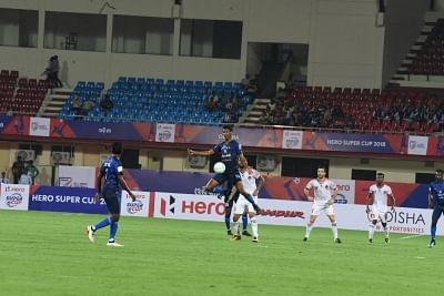 Bhubaneswar: Players in action during a Super Cup match between Delhi Dynamos FC and Churchill Brothers SC at Kalinga Stadium in Bhubaneswar on March 15, 2018. (Photo: IANS)
