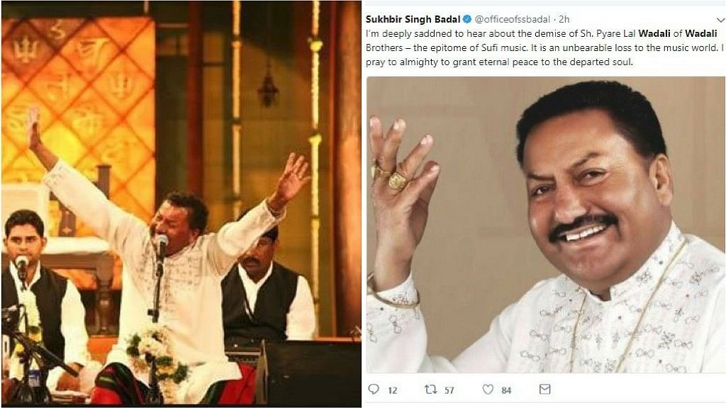 Picture of Pyarelal Wadali and a screenshot of a tweet from one of his fans.