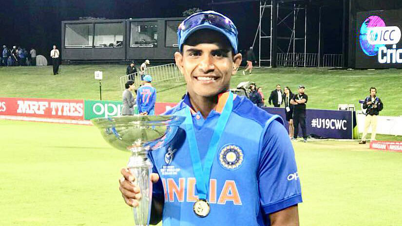 Shivam Mavi with the Under-19 World Cup winner’s trophy.