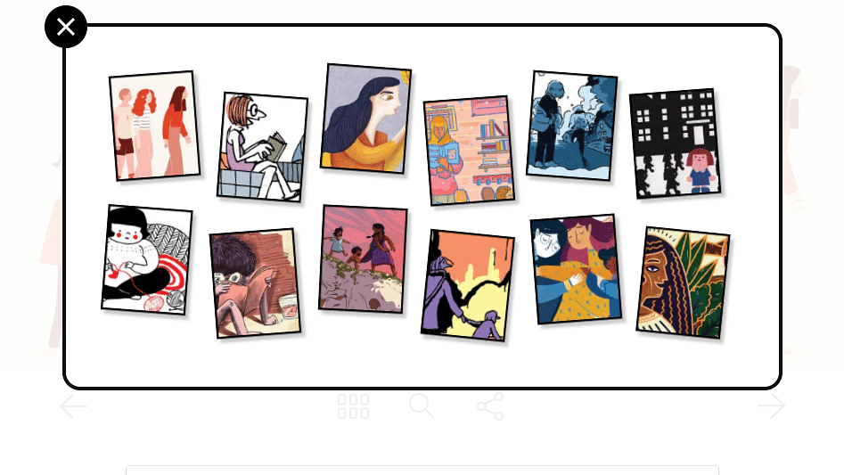 A screenshot of 12 stories from 12 different artists who have captured the spirit of International Women’s Day.