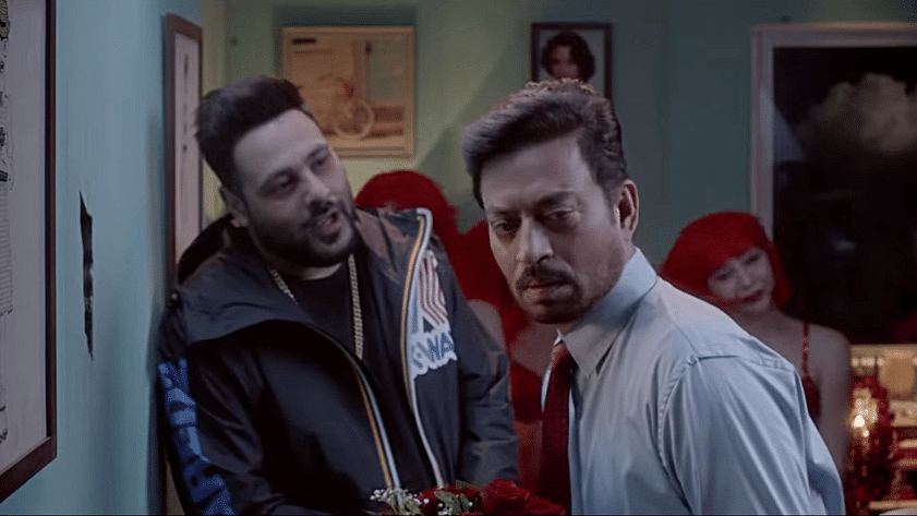 Badshah and Irrfan Khan in a still from the song <i>Happy Happy</i>.&nbsp;