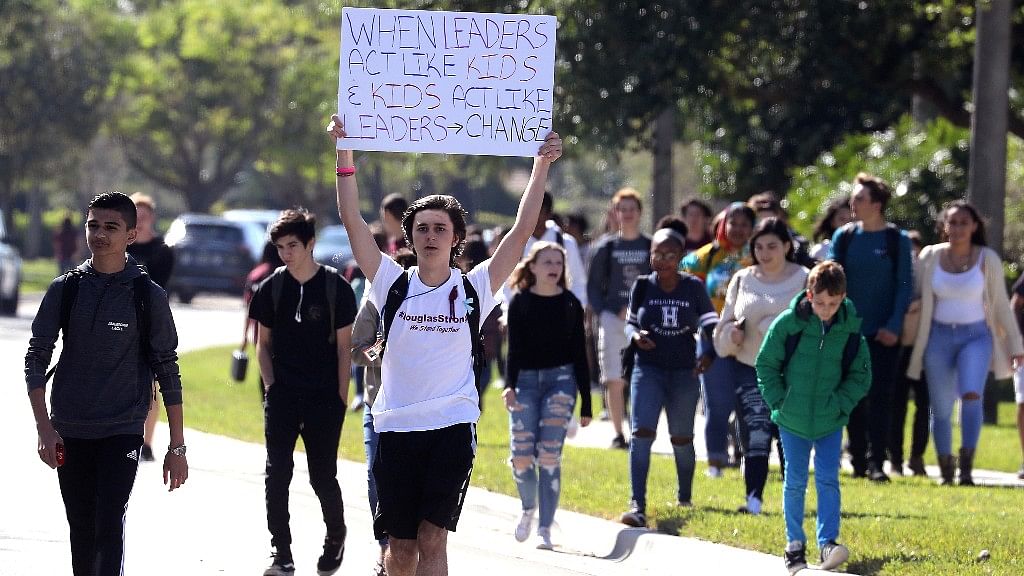 The National Walkout Day March was held to commemorate the victims of Marjory Stoneman Douglas High School. 