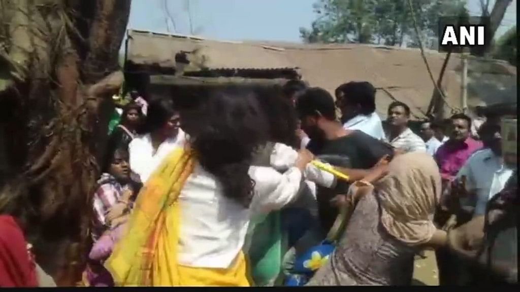 The incident took place in Shyambati area near Shantiniketan where around 30 students, including girls, were protesting against the felling of a peepal tree.