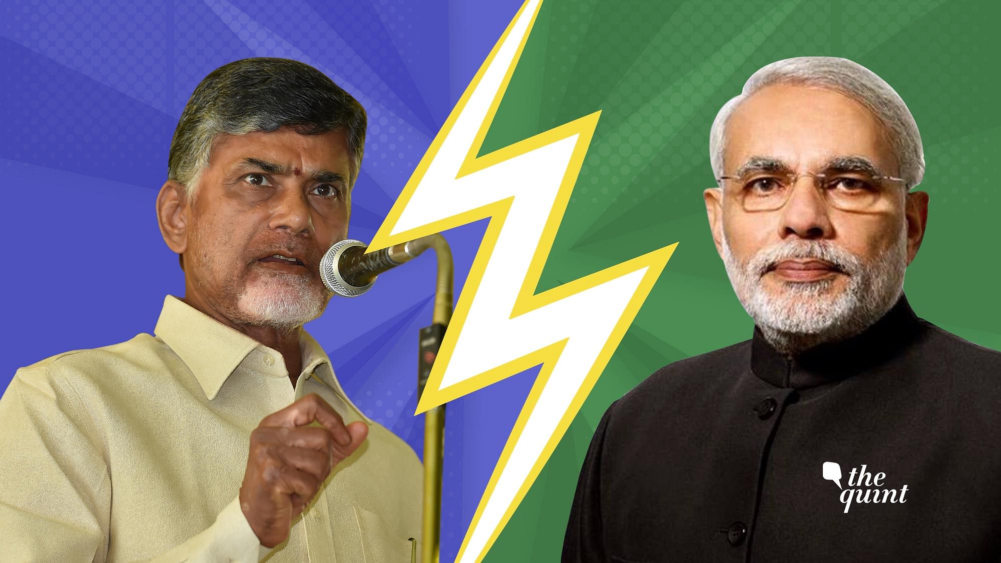 Chandrababu Naidu (L), Narendra Modi (R).