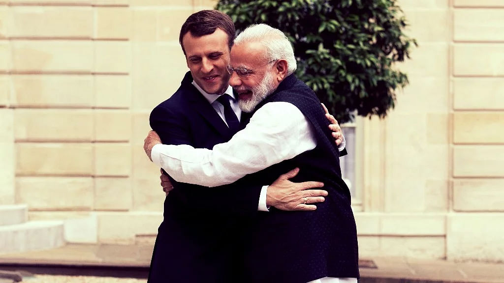 French President Emmanuel Macron (L) welcomes Indian Prime Minister Narendra Modi, before their meeting at the Elysee Palace in Paris, France on 3 June 2017. Image used for representational purposes.