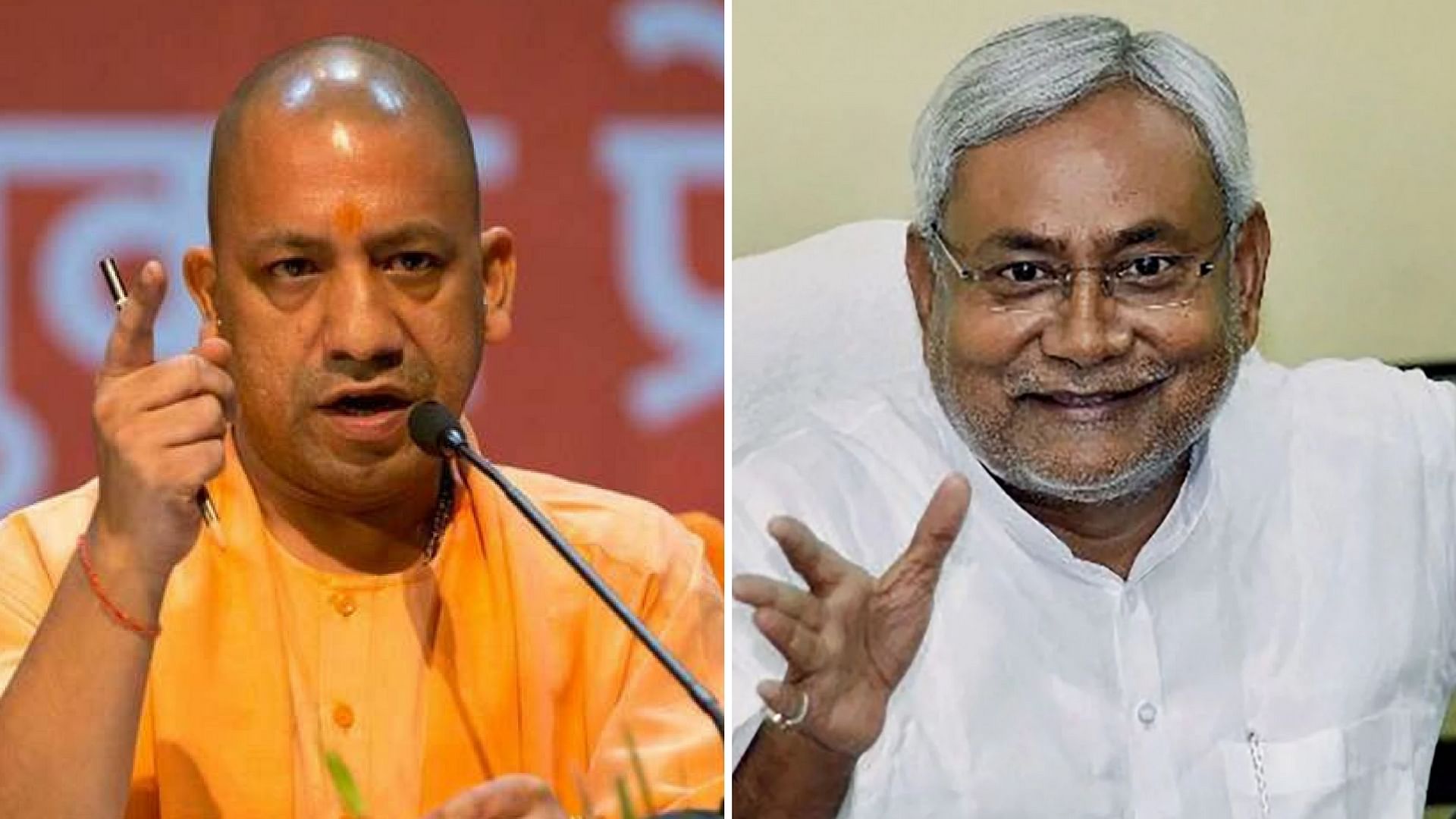  UP CM Yogi Adityanath (left) and Bihar CM Nitish Kumar (right).