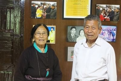 Chewang Norphel with his wife.