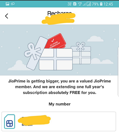Select your Jio number which is eligible for Jio Prime extension. 