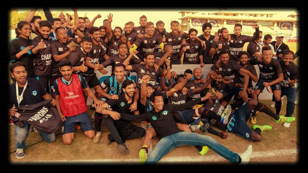 File picture of Minerva Punjab FC players celebrating after winning the I-League 2017/18.