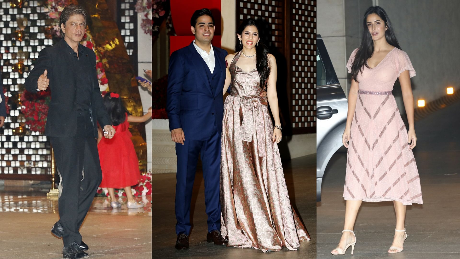 Shah Rukh Khan; Akash Ambani with fiancee Shloka Mehta; Katrina Kaif.