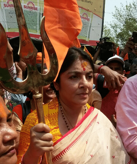 W Bengal BJP chief Dilip Ghosh & party leader Locket Chatterjee booked for using weapons during Ram Navami rally.