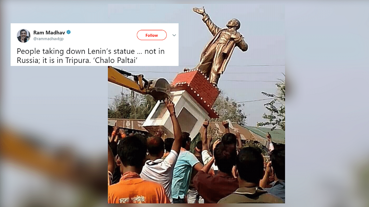 Lenin Statue in Tripura Razed After BJP Win, Rajnath Steps In