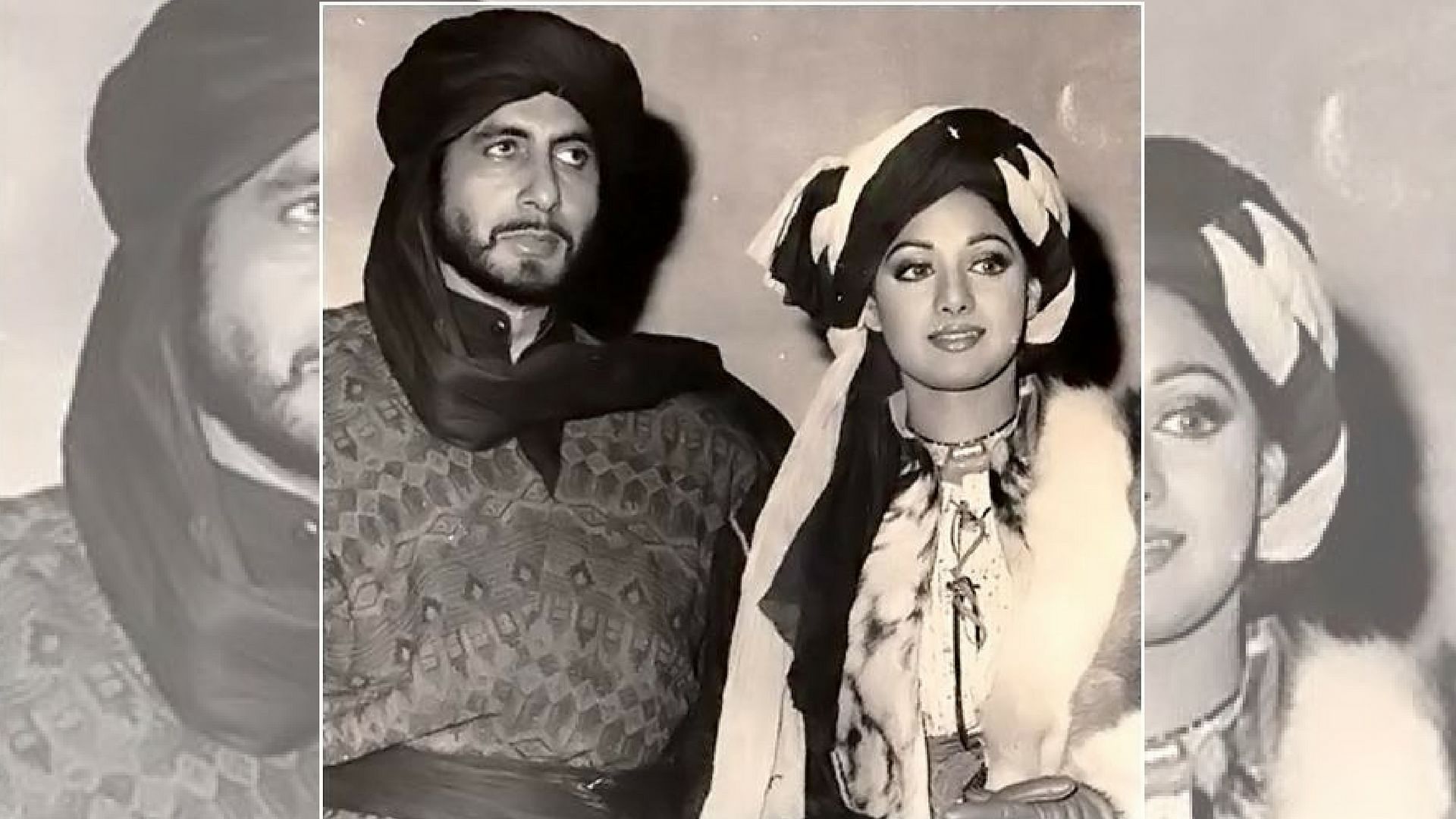 Amitabh Bachchan and Sridevi on the sets of <i>Khuda Gawah</i>.