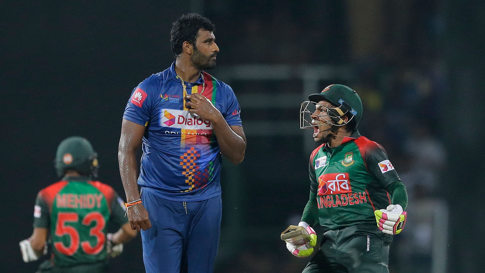 Mushfiqur Rahim’s 35-ball 72 helped Bangladesh pull off a memorable record chase and beat Sri Lanka by five wickets.