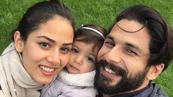 Shahid Kapoor with wife, Mira Rajput and daughter, Misha Kapoor. 