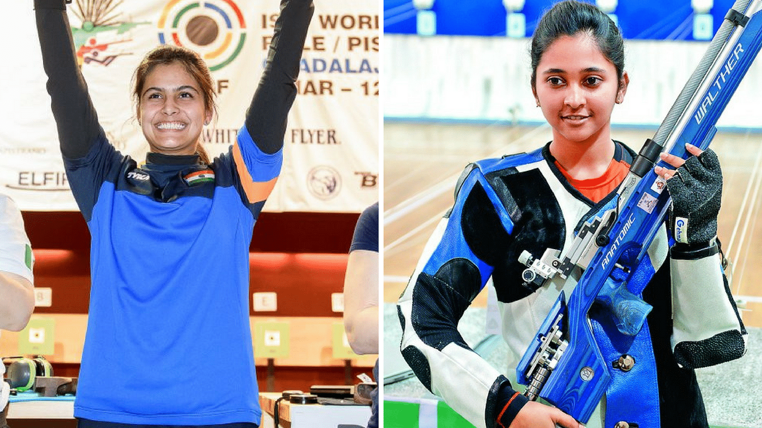 File pictures of Manu Bhakar (left) and Mehuli Ghosh.