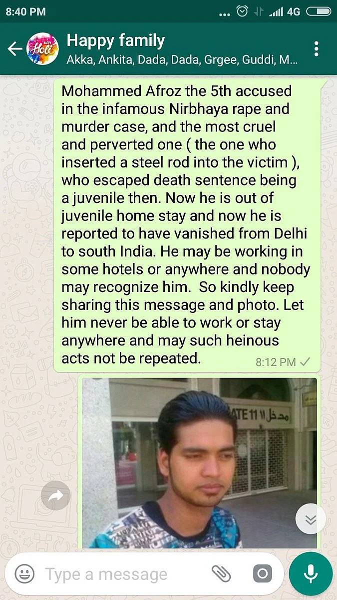 Fake Picture of Nirbhaya Case Accused Circulates on Social Media