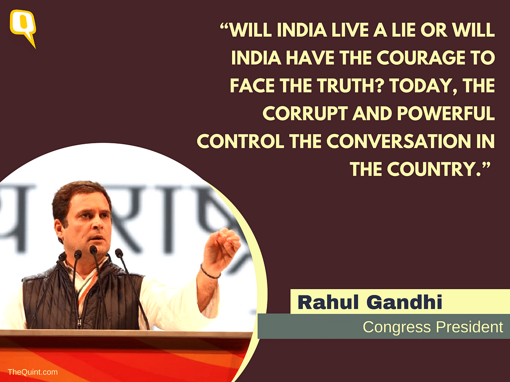 Rahul Gandhi delivered the closing speech at the 84th Congress Plenary Session in New Delhi on 18 March.