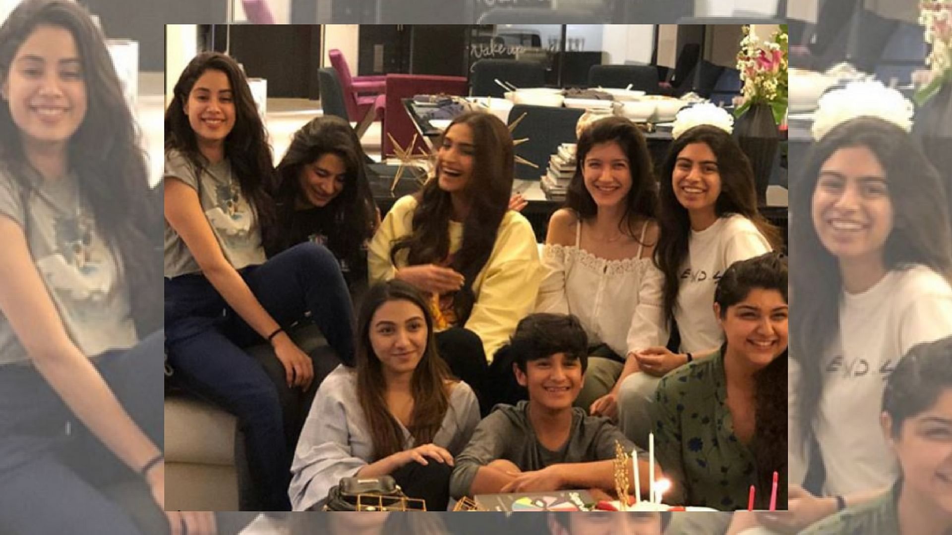 Janhvi, Rhea, Sonam, Khushi and Anshula Kapoor are seen in this picture.(Photo courtesy: Instagram)