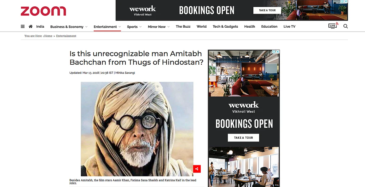 Webqoof: That’s Not Amitabh Bachchan In ‘Thugs of Hindostan’