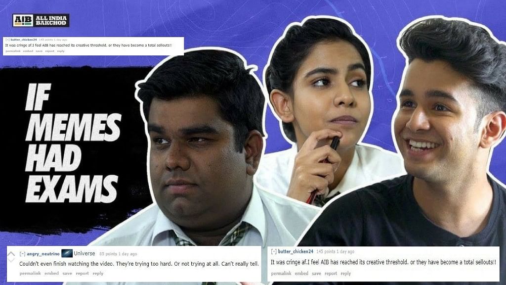 A screenshot of the AIB video “If Memes Had Exams” and the comments on Reddit.
