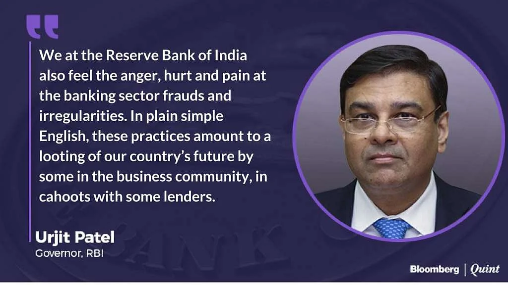 comment by the RBI Governer on banking sector frauds. 