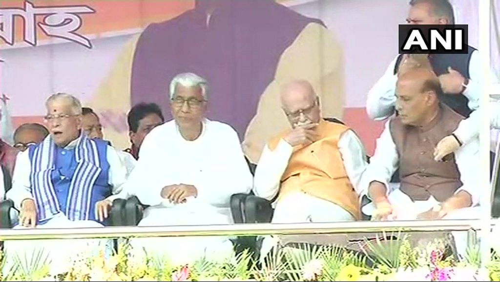 Leaders of opposition Left parties boycotted the swearing in to protest post-poll violence in Tripura.