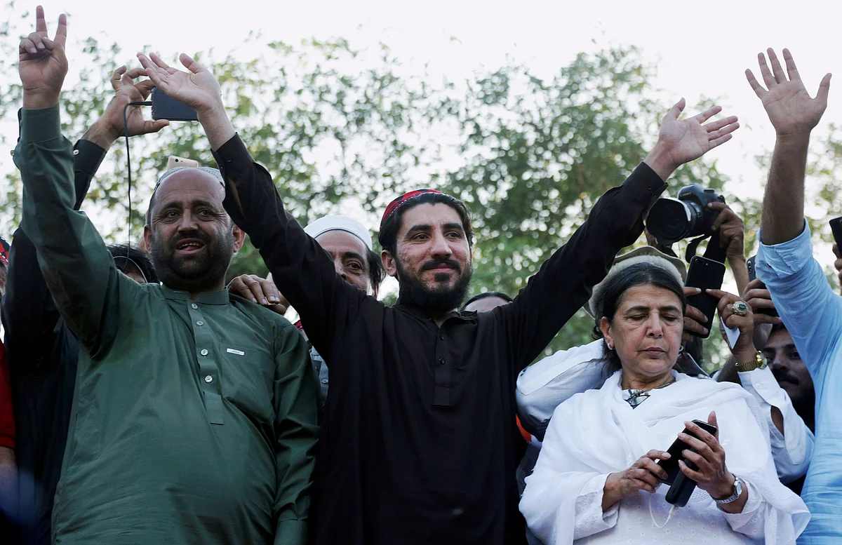 Manzoor Pashteen, centre, a leader of Pashtun Protection Movement has emerged as the leader the movement was searching for.