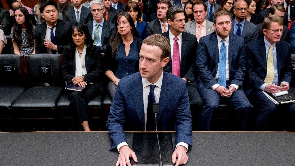 Zuckerberg, CEO, Facebook sitting on day 2 of the hearing.&nbsp;
