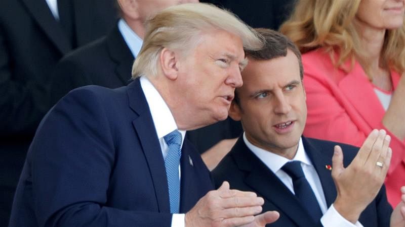 File image of Donald Trump and Emmanuel Macron.