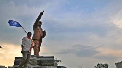A statue of Dr Babasaheb Ambedkar.&nbsp;