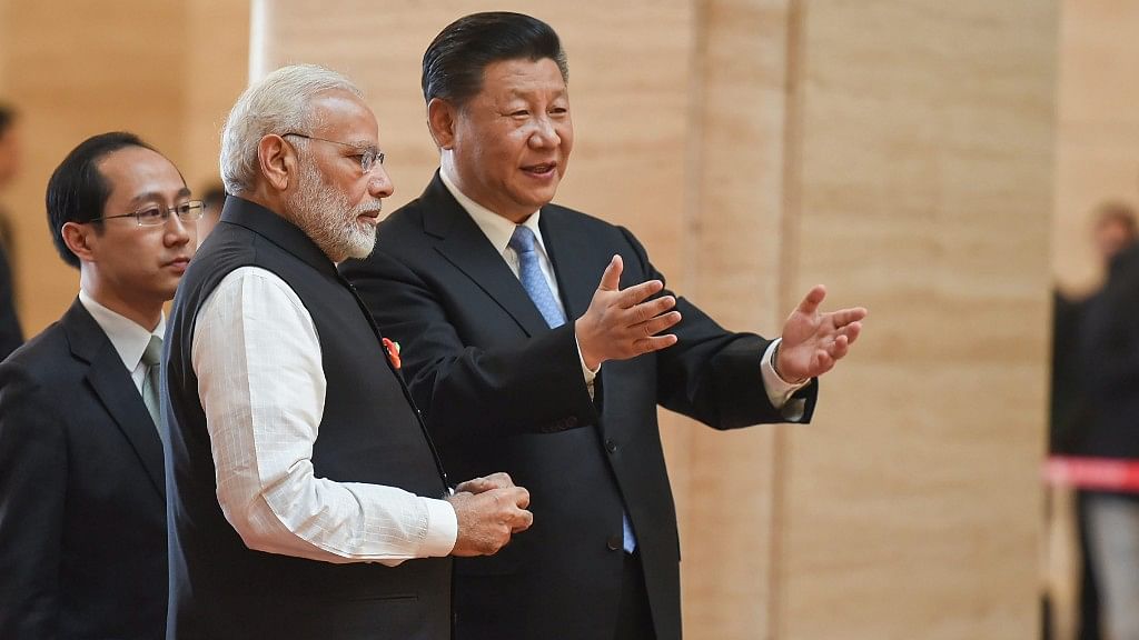Prime Minister Narendra Modi with Chinese President Xi Jinping during his visit to Hubei Provincial Museum in Wuhan, China on Friday, 27 April.