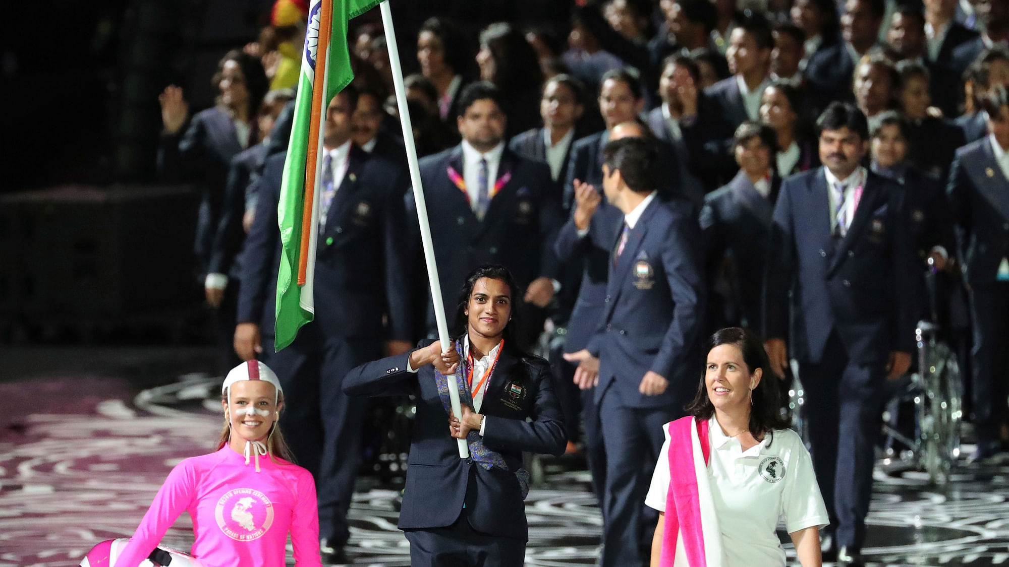 PV Sindhu led the Indian contingent at the opening ceremony of the 21st Commonwealth Games.