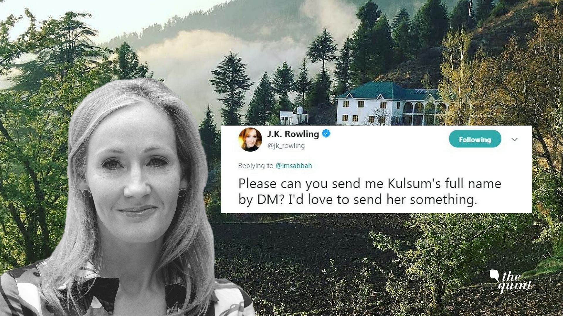  Rowling reached out to 12-year-old Kulsum on Twitter. 