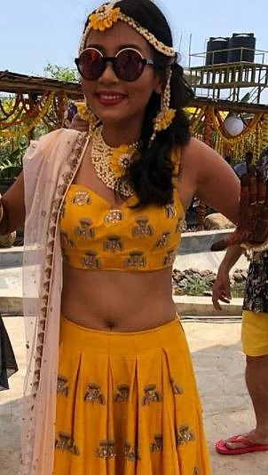 Ankita Konwar is all smiles during her pre-wedding bash. 