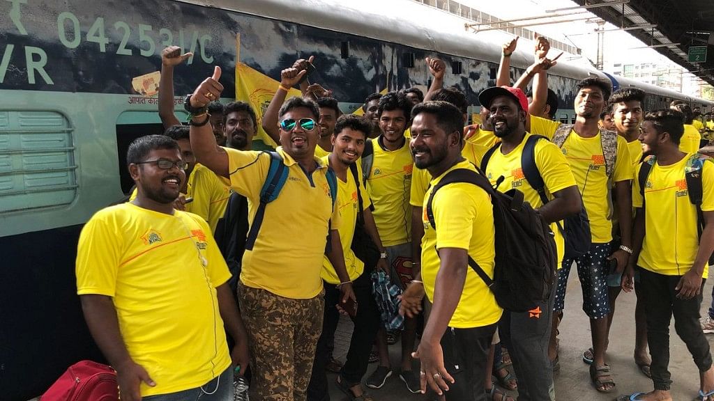 CSK fans leave for Pune on the ‘Whistle Podu Express,’ a fans-only train organised by the Super Kings’ team management.