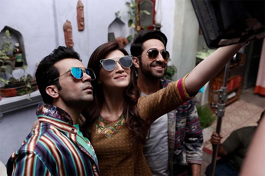 Rajkummar Rao with Kriti Sanon and Ayushmann Khurrana in <i>Bareilly Ki Barfi.</i>