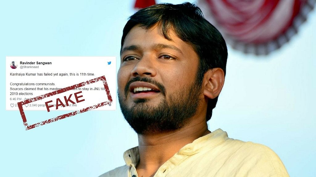 Former JNUSU President and student leader Kanhaiya Kumar has failed his exam for the 11th time in JNU was circulated online.&nbsp;