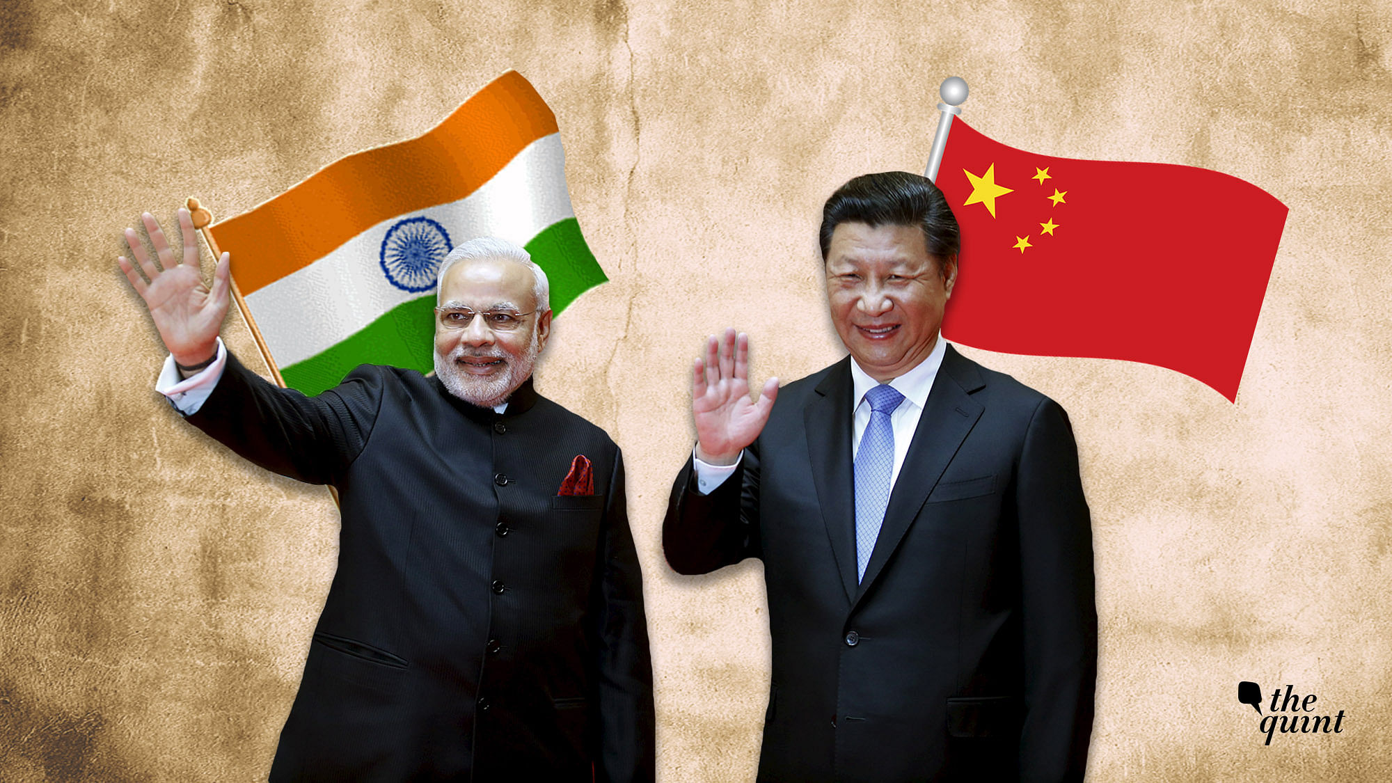 Indian Prime Minister Narendra Modi (left) and Chinese Premier Xi Jinping (right). 