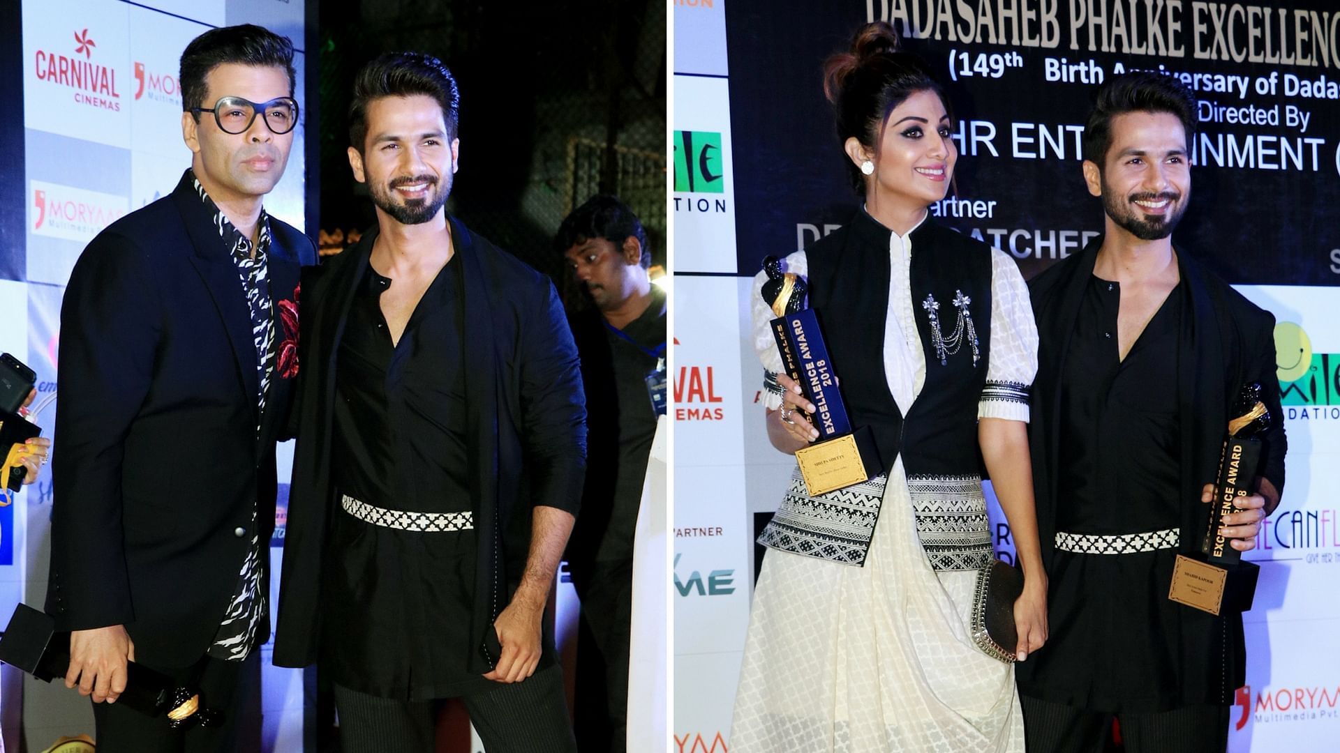 Karan Johar, Shilpa Shetty and Shahid Kapoor receive Dadasaheb Phalke Award.&nbsp;