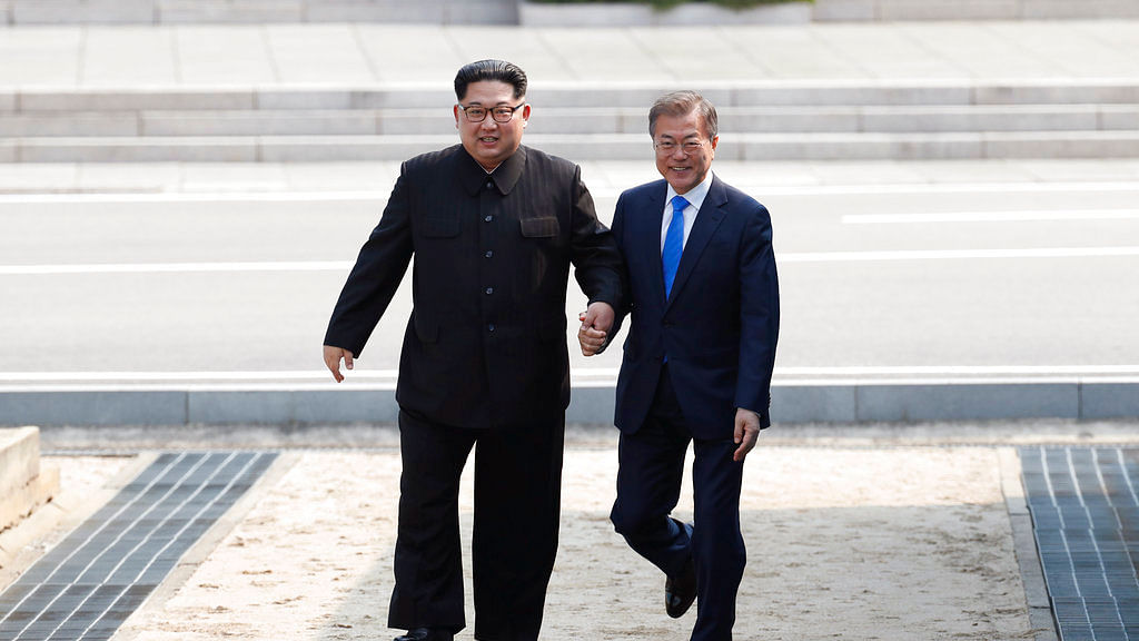 Kim Jong-Un and Moon Jae-in.