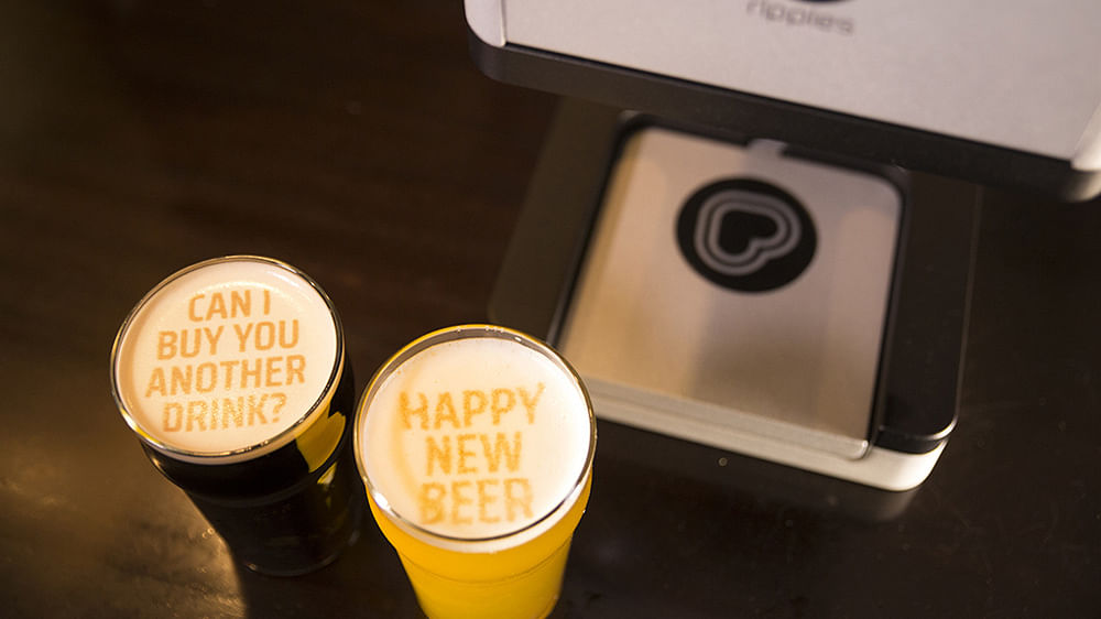 A device called Beer Ripples can turn any froth to a message.