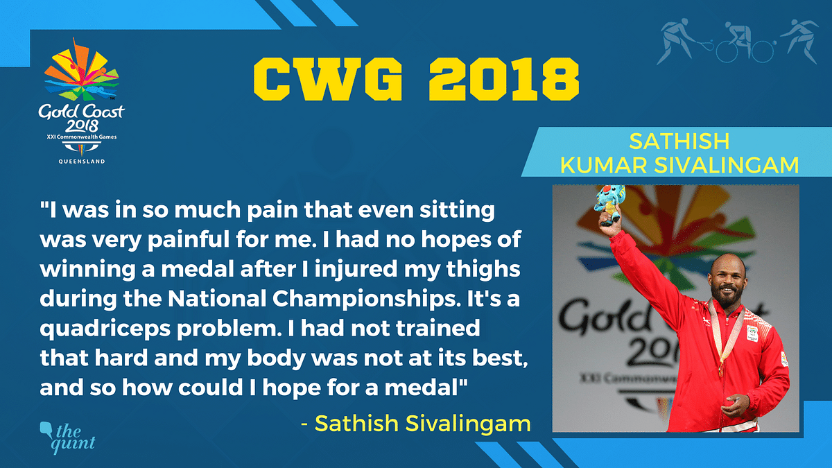 Sathish Kumar Sivalingam was the defending champion in the 77 kg men’s weightlifting event.