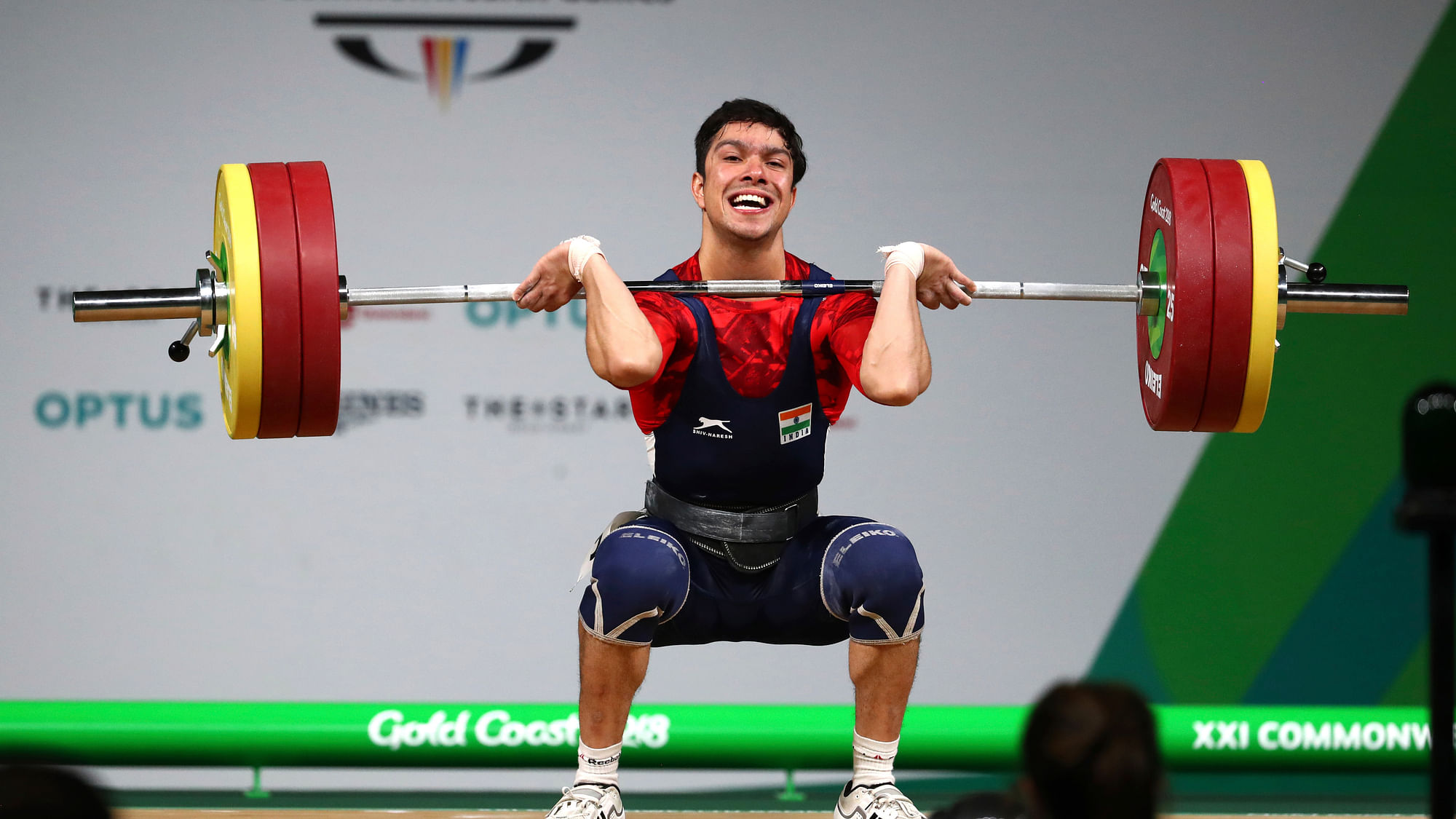 India’s Deepak Lather competes in the men’s 69Kg Weightlifting final at the Commonwealth Games in Gold Coast, Australia, Friday, April 6, 2018. Lather won Bronze medal in his category.&nbsp;