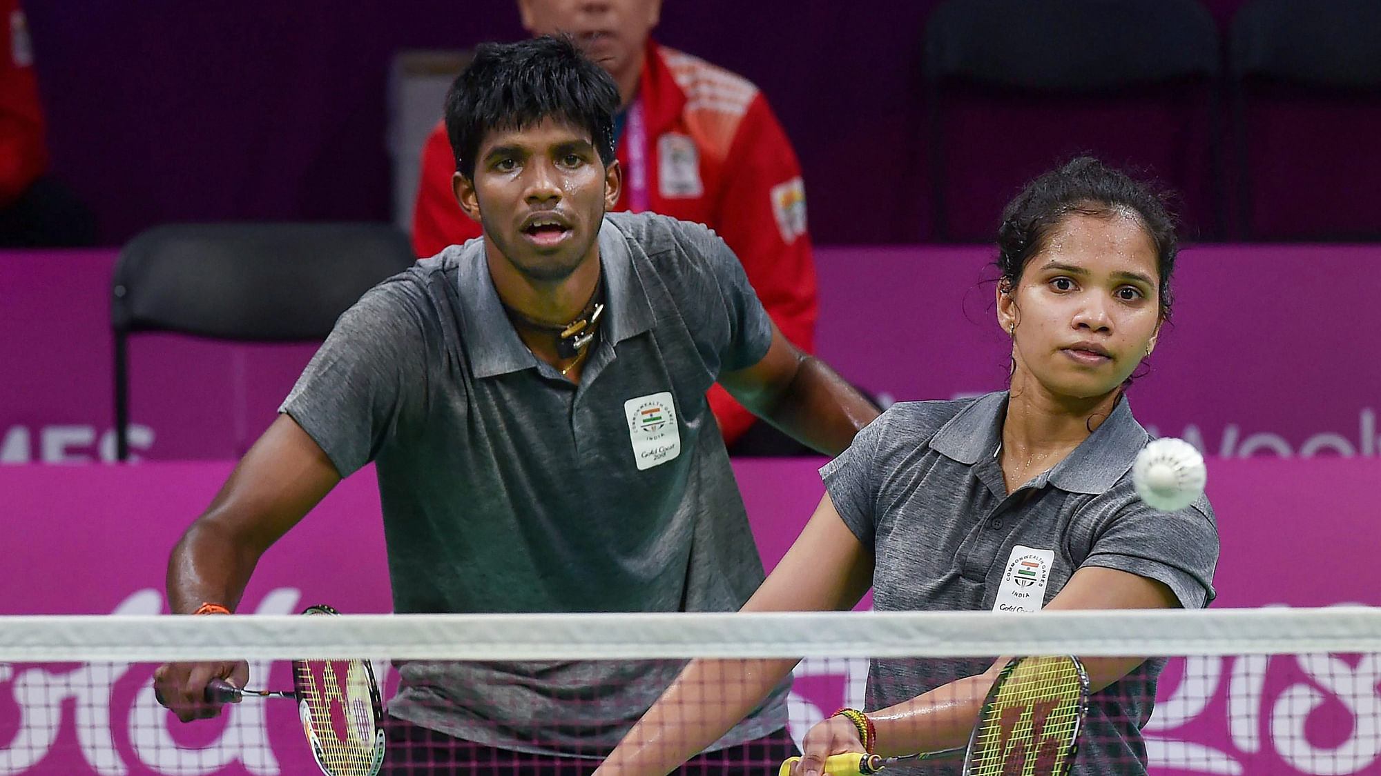 Gold Coast: Indian badminton players Satwik Rankireddy and Sikki Raddy in action at 2018 Commonwealth Games in Gold Coast.