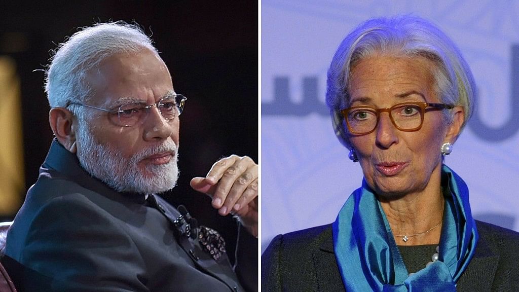 PM Narendra Modi and IMF Chief Christine Lagarde.&nbsp;