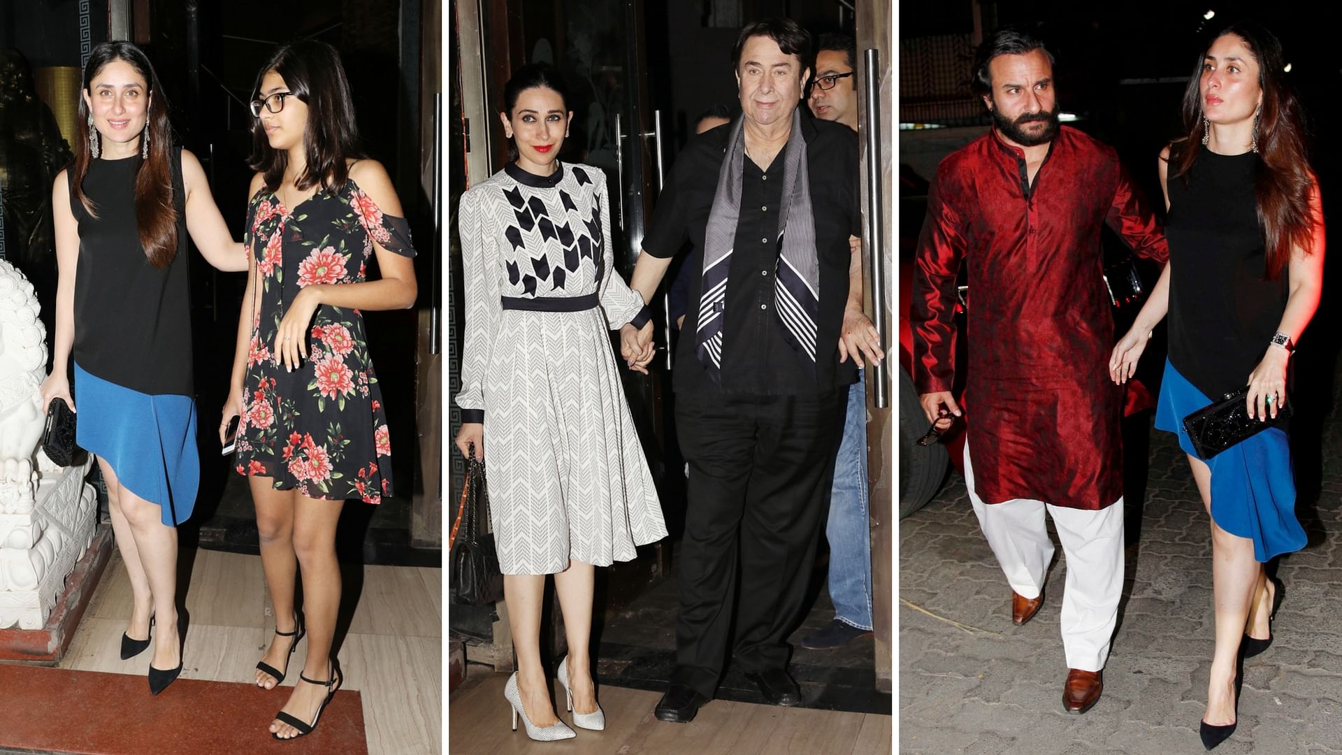 Kareena Kapoor, Karisma Kapoor, Saif Ali Khan at Babita Kapoor’s birthday.&nbsp;