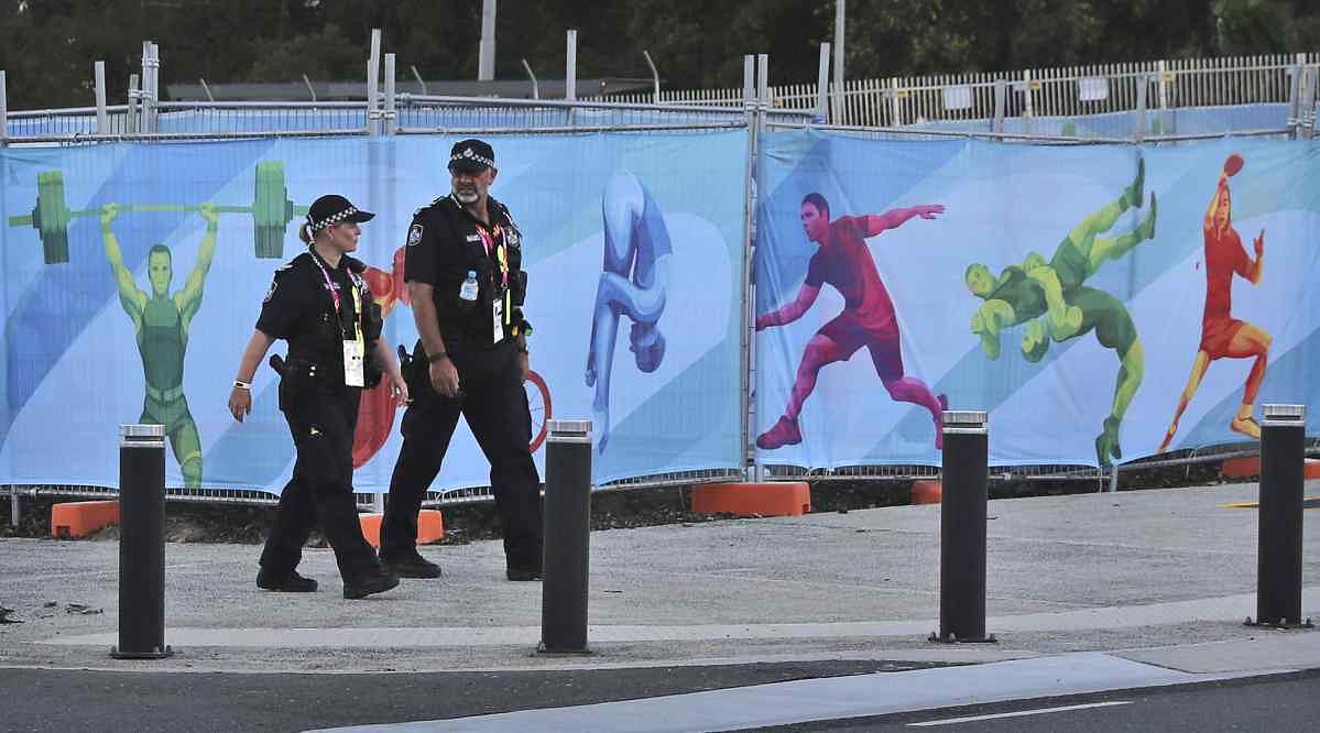 Police patrolling the Commonwealth Games village in Gold Coast.