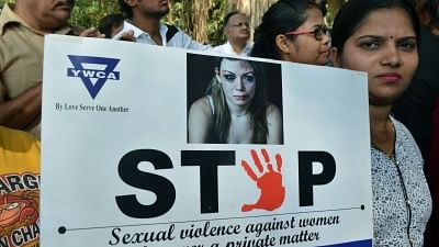 People stage a demonstration to protest against incidents of rape in Unnao and Kathua in Mumbai.